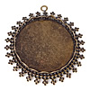 Brass Pendant Cabochon Setting, Flat Round, plated Approx 2mm, Inner Approx 
