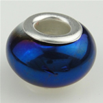 perles en cristal Pandore de noyau en laiton , rondelle, noyau double en laiton sans filetage, Saphir foncé Environ 4.5mm, Vendu par PC