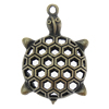 Zinc Alloy Animal Pendants, turtle shape, hollow, brass color, nickel, lead & cadmium free, 26x39x14mm, Hole:Approx 2MM , Sold by PC