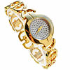 Мода Часы браслет, цинковый сплав, Круглая, вакуум защитные цвета & со стразами, Золотой, 27mm, 13mm, длина:Приблизительно 7.6 дюймовый, продается PC