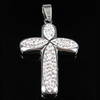 Stainless Steel Cross Pendants, 316 Stainless Steel, with Rhinestone Clay Pave, with rhinestone, original color Approx 