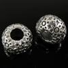 Sterling Silver European Beads, 925 Sterling Silver, Rondelle, plated, with flower pattern & without troll 