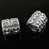 Sterling Silver European Beads, 925 Sterling Silver, Tube, plated, with flower pattern & without troll 