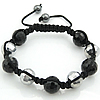 Crystal Woven Ball Bracelets, with Nylon Cord & Hematite, adjustable, 12mm, 8mm .5-11 Inch 