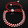 Friendship Bracelets, Nylon, with Brass, platinum color plated, adjustable, red, 8mm, 4-10mm .5-12 Inch 