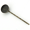 Hair Slide Finding, Iron, with Brass, Flat Round, plated 15mm, Inner Approx 15mm 