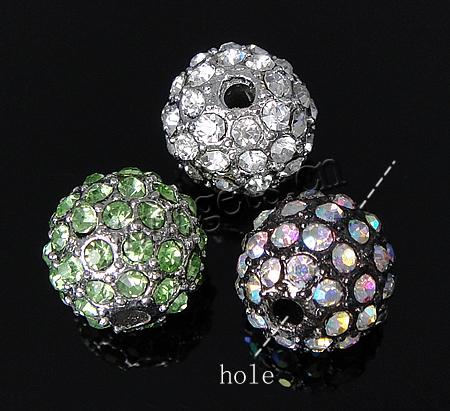 Rhinestone Zinc Alloy Beads, with Zinc Alloy, Round, plated, with A grade rhinestone, more colors for choice, Hole:Approx 2mm, Sold By PC
