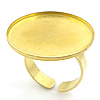 Brass Bezel Ring Base, Flat Round, plated, open 5mm, Inner Approx US Ring 