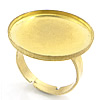Brass Bezel Ring Base, Flat Round, plated, adjustable Inner Approx US Ring .5 