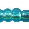 Perles de verre ligné argent, perles de rocaille en verre, Légèrement rond, argenté, multiple tailles pour le choix, couleur bleu foncé, Vendu par sac