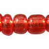 Perles de verre ligné argent, perles de rocaille en verre, Légèrement rond, argenté, multiple tailles pour le choix, rouge, Vendu par sac