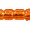 Perles de verre ligné argent, perles de rocaille en verre, Rond, argenté, multiple tailles pour le choix, orange, Vendu par sac