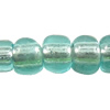 Perles de verre ligné argent, perles de rocaille en verre, Légèrement rond, argenté, multiple tailles pour le choix, vert clair, Vendu par sac