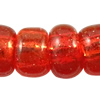 Perles de verre ligné argent, perles de rocaille en verre, Rond, argenté, multiple tailles pour le choix, rouge, Vendu par sac