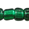 Perles de verre ligné argent, perles de rocaille en verre, Rond, argenté, multiple tailles pour le choix, vert, Vendu par sac