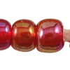 Perles de verre transparent arc-en-ciel, perles de rocaille en verre, Légèrement rond, coloré, translucide, rouge foncé, Vendu par sac
