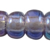 Perles de verre transparent arc-en-ciel, perles de rocaille en verre, Légèrement rond, coloré, translucide, violet, Vendu par sac
