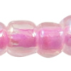 Perles de verre transparent arc-en-ciel, perles de rocaille en verre, Légèrement rond, coloré, translucide, rose, Vendu par sac