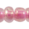 Perles de verre transparent arc-en-ciel, perles de rocaille en verre, Légèrement rond, coloré, translucide, rose, Vendu par sac