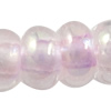 Perles de verre transparent arc-en-ciel, perles de rocaille en verre, Légèrement rond, coloré, translucide, violet clair, Vendu par sac