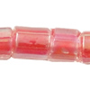 Transparent Color lined Glass Seed Beads, Round, color-lined & translucent, red 