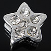 Rhinestone Zinc Alloy European Beads, Star, plated, without troll & with rhinestone cadmium free Approx 5mm 