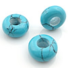 Perles de pierres précieuses style European, turquoise naturelle, rondelle, bleu Environ 6mm, Vendu par PC