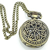 Watch Necklace, Zinc Alloy, Flat Round, hollow Approx 31 Inch 