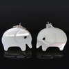 White Shell Earrings, 925 Sterling Silver, with White Shell, Elephant, white 