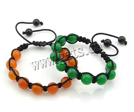 Gemstone Woven Ball Bracelets, Dyed Marble, with Nylon Cord, handmade, more colors for choice, Length:6-9.5 Inch, Sold By Strand