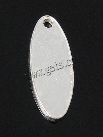 Etiqueta de plata de rey, plata de ley 925, Óvalo, chapado, Modificado para requisitos particulares, más colores para la opción, 12x4.5x0.45mm, agujero:aproximado 1mm, Vendido por UD