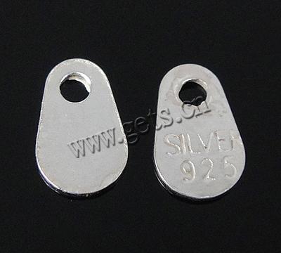 Etiqueta de plata de rey, plata de ley 925, Gota, chapado, Modificado para requisitos particulares, más colores para la opción, 3.5x5.5x0.5mm, agujero:aproximado 1.2mm, Vendido por UD