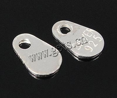 Etiqueta de plata de rey, plata de ley 925, Gota, chapado, Modificado para requisitos particulares, más colores para la opción, 3.5x5.5x0.5mm, agujero:aproximado 1.2mm, Vendido por UD