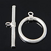 Sterling Silver Toggle Clasp, 925 Sterling Silver, Round, plated, single-strand Approx 2mm 