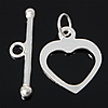 Sterling Silver Toggle Clasp, 925 Sterling Silver, Heart, single-strand Approx 2.5, 4.2mm 