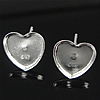 Sterling Silver Earring Stud Component, 925 Sterling Silver, Heart, plated 11.8mm 
