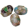 Filigrane Cloisonné Perlen, mit Blumenmuster & gemischt, Bohrung:ca. 1mm, verkauft von PC
