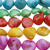 Natürliche Muschelperlen, Muschel, gemischte Farben, 11~15x8~12x6~10mm, Bohrung:ca. 0.6mm, Länge:ca. 15 ZollInch, verkauft von Menge