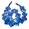 Perla de concha pintada, Nácar, Diamante, barnizado, azul, 25x25x4mm, agujero:aproximado 1mm, longitud:aproximado 15 Inch, aproximado 20PCs/Sarta, Vendido por Sarta