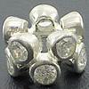 Rhinestone Sterling Silver European Beads, with 925 Sterling Silver, Flower, plated, without troll Approx 5.5mm 