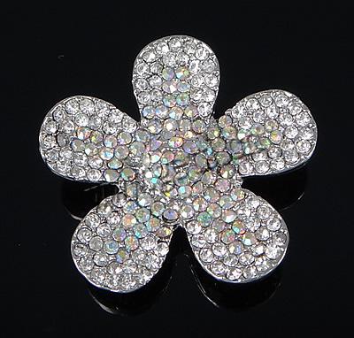 Rhinestone Zinc Alloy Connector, Flower, plated, with rhinestone & 2-strand, more colors for choice, 36x36x10mm, Hole:Approx 2mm, Sold By PC