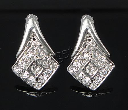 Zinc Alloy Rhinestone Stud Earring, stainless steel post pin, with rhinestone, more colors for choice, cadmium free, 12x19mm, Sold By Pair