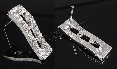 Zinc Alloy Rhinestone Stud Earring, stainless steel post pin, Rectangle, with rhinestone, more colors for choice, cadmium free, 7x22mm, Sold By Pair