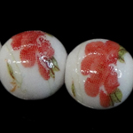 Perles porcelaine D, Rond, normes différentes pour le choix & avec le motif de fleurs & décalque, Vendu par PC