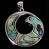 Abalone Shell Pendants, Brass, with Abalone Shell, Donut, platinum color plated, multi-colored Approx 