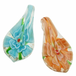 Inner Flower Lampwork Pendants, Leaf, gold sand, mixed colors Approx 