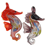 Animal Lampwork Pendants, Seahorse, silver foil, mixed colors Approx 7mm 