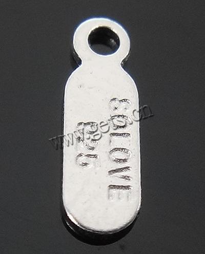 Etiqueta de plata de rey, plata de ley 925, Redondo Aplanado, chapado, con el patrón de la letra, más colores para la opción, 2.5x8x0.6mm, agujero:aproximado 1.2mm, Vendido por UD