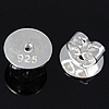 925 Sterling Silber Spannung Ohrmutter, flache Runde, plattiert, keine, 6x3.8mm, Bohrung:ca. 1.2mm, verkauft von Paar
