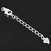 Sterling Silver Extender Chain, 925 Sterling Silver, Heart, plated Approx 2mm Approx 2.1 Inch 